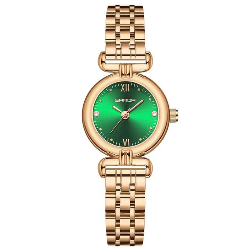 SANDA Brand 1126 Fashion Elegant Watch for Women Week Date Display Unique Sun Patternl Dial Steel Strap Design Ladies Quartz Watch